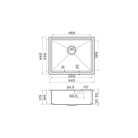 Мойка кухонная 44 см Omoikiri Kasen 54-16-GM вороненая сталь - 2 фото