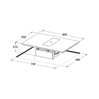 Индукционная варочная панель с вытяжкой 80х52 см Fulgor Milano FCLHD 8041 HID TS BK2 черная - 3 фото