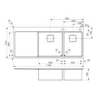 Кухонная мойка 116 см Reginox Elite Nevada L 40x30 Right Brushed OKG брашированная нержавеющая сталь - 2 фото