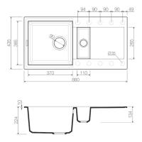 Кухонная мойка 86 см Omoikiri Solidity Sakaime 86-2-BE ваниль - 2 фото