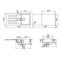 Кухонная мойка 100 см Schock Cristadur Signus 60D аворио - 2 фото