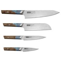 Нож сантоку 17,8 см Mikadzo Damascus Kuon коричневый - 2 фото