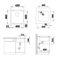 Кухонная мойка 43 см Blanco Rotan 400-U черная - 3 фото