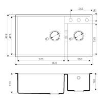 Кухонная мойка 85 см Omoikiri Solidity Tedori 85-2-U-BE ваниль - 3 фото