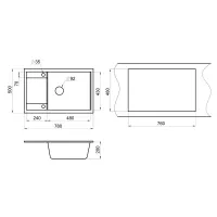 Кухонная мойка 50 см Granula 7805 чёрный - 3 фото