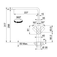 Смеситель Franke Mythos Swivel Side черный матовый - 3 фото