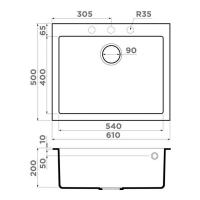 Кухонная мойка 61 см Omoikiri Solidity Bosen 61-BL черная - 2 фото