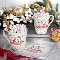 Набор кружек с подносом Pimpernel Забавная фауна 3 пр белый - 7 фото