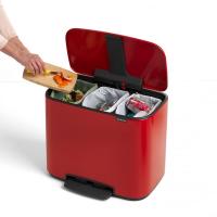 Мусорный бак 33 л Brabantia Bo Pedal Bin красный - 8 фото