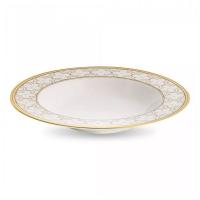 Тарелка суповая 22 см 300 мл Noritake Trefolio Gold белая - 1 фото