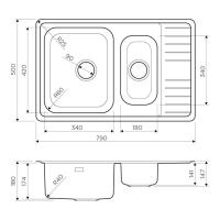 Кухонная мойка 79 см Omoikiri Traditions Sagami 79-2-IN нержавеющая сталь - 5 фото