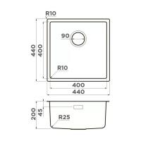 Кухонная мойка 44 см Omoikiri Tadzava 44-U/I-GM Ultra вороненая сталь - 4 фото