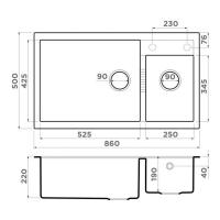 Кухонная мойка 86 см Omoikiri Solidity Tedori 86-2-LB-GR leningrad grey - 2 фото