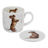 Кружка с подставкой Такса 310 мл Royal Worcester Забавная фауна - 4 фото