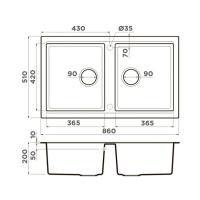 Мойка 86 см Omoikiri Tedori 86-2-BE ваниль - 5 фото