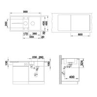 Кухонная мойка 99 см Blanco Metra 6 S-F черная - 4 фото