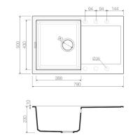 Кухонная мойка 79 см Omoikiri Solidity Sakaime 79-SA бежевая - 2 фото