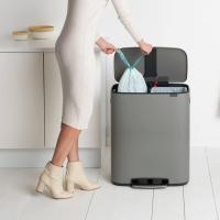 Мусорный бак с педалью 30+30 л Brabantia Bo Pedal Bin минерально-серый - 8 фото