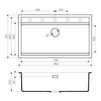 Кухонная мойка 86 см Omoikiri Solidity Kitagawa 86-LB-GB графит - 4 фото