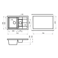 Кухонная мойка 49,5 см Granula 7802 чёрный - 3 фото