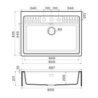 Кухонная мойка 84 см Omoikiri Kinokawa 90-GB графит - 2 фото