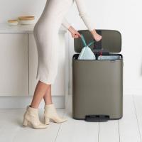 Мусорный бак с педалью 30+30 л Brabantia Bo Pedal Bin платиновый - 8 фото