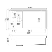 Мойка 86 см Omoikiri Kinaru PRO 86-U/I-CN canyon - 2 фото