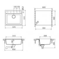 Кухонная мойка 57 см Schock Cristadur Vero 60 аворио - 2 фото