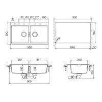 Кухонная мойка 86 см Schock Cristadur Horizont 90 аворио - 2 фото