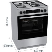 Комбинированная плита 60х85 см Gorenje GKS6C70XJ стальная - 8 фото