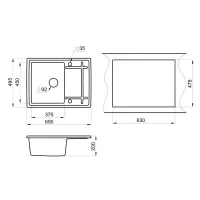 Кухонная мойка 49,5 см Granula 6501 графит - 3 фото