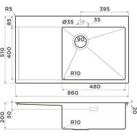 Кухонная мойка 48 см Omoikiri Akisame 86-GB-R графит - 2 фото