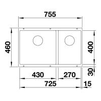 Кухонная мойка 75,5 см Blanco Subline 430/270-U черная - 4 фото