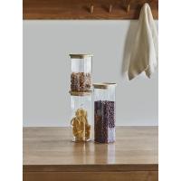 Банка для хранения 2,2 л Smart Solutions Glass Bamboo прозрачная - 10 фото