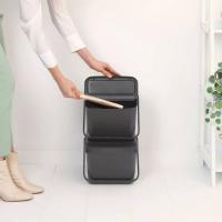 Ведро для мусора 20 л Brabantia Sort & Go черное - 7 фото