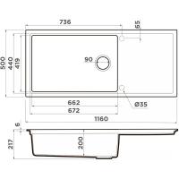 Кухонная мойка 116 см Omoikiri Sintesi 116-WH белая - 2 фото