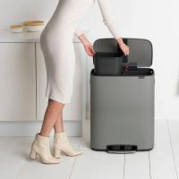 Мусорный бак с педалью 30+30 л Brabantia Bo Pedal Bin минерально-серый - 7 фото