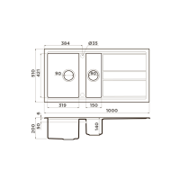 Кухонная мойка 100 см Omoikiri Solidity Kitagawa 100-2-WH белая - 2 фото