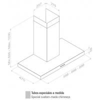 Настенная вытяжка 69,8 см Pando P-823/70 IX V.850 SEC стальная - 2 фото