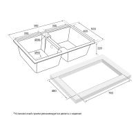 Кухонная мойка кварцевая 81 см Paulmark Zwilling Quarz GR серая - 4 фото