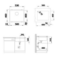 Кухонная мойка 53 см Blanco Rotan 500-U черная - 3 фото