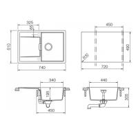 Кухонная мойка 74 см Schock Cristadur Eton 45 D аворио - 2 фото
