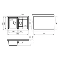 Кухонная мойка 49,5 см Granula 7802 шварц - 3 фото