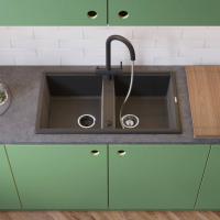 Мойка 86 см Omoikiri Tedori 86-2-BL черный - 3 фото