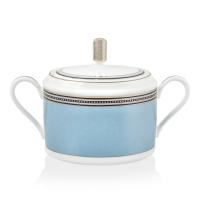 Сахарница с крышкой 9 см 400 мл Noritake Bogart Platinum голубая - 1 фото
