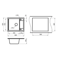 Кухонная мойка 50 см Granula 6002 шварц - 3 фото
