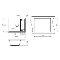 Кухонная мойка 50 см Granula 6002 чёрный - 3 фото