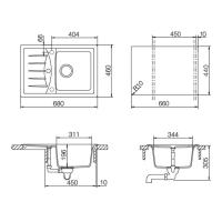 Кухонная мойка 68 см Schock Cristalite Genius 45D Small саббиа - 3 фото