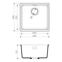 Кухонная мойка 44 см Omoikiri Solidity Kata 44-U-BL черная - 2 фото