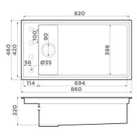 Мойка 86 см Omoikiri Kinaru PRO 86-U/I-GB графит - 5 фото